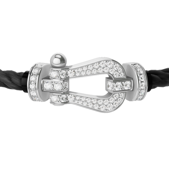 Force 10 Large White Gold and Pav&eacute; Diamond Cable Bracelet image number 1